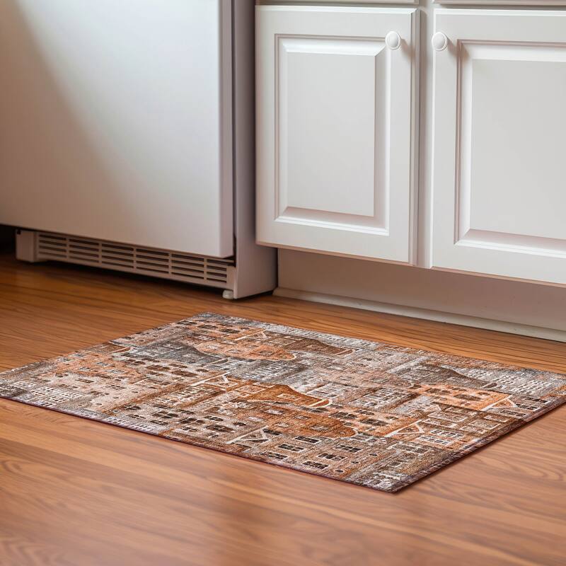 Premium Washable Super Soft Modern Citylife Mayfield Rug - Paprika - 1' 8" x 2' 6" - Rectangle