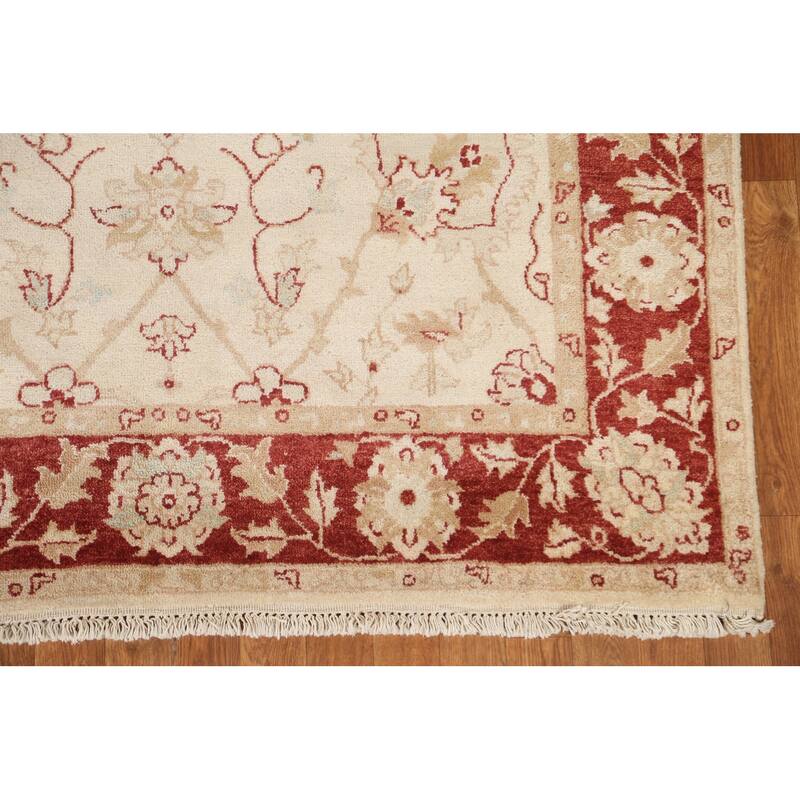 Hand Knotted Oriental 100% Wool Carpet Traditional Floral Beige & Ivories Chobi-Peshawar Area Rug - 11' 2'' X 5' 0''