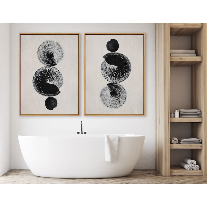 Kate and Laurel Sylvie Japandi 23 Beige Framed Canvas by Rocket Jack