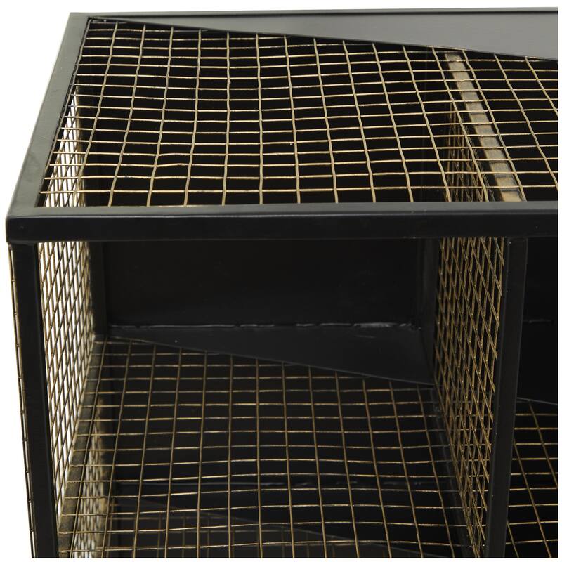 Metal 9 Storage Cupboard Console Table - Black - Roche River Decor