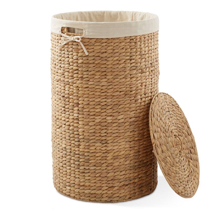 Round Laundry Hamper Basket with Lid and Liner for Clothes