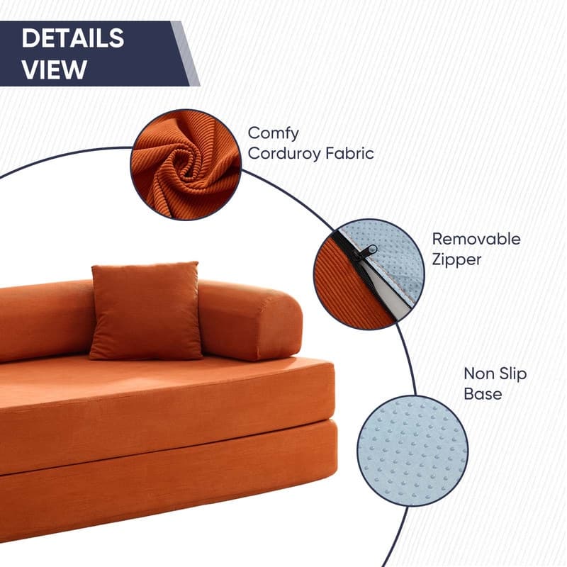 Mixoy Convertible Pull Out Sleeper Sofa Bed with Movable armrest,Folding Mattress Couch,Removable Washable Floor Sofa Bed