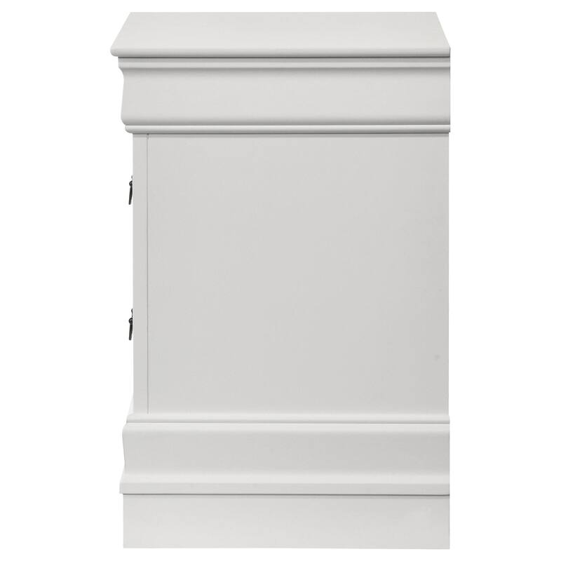 Nim Nightstand, 2 Storage Drawers, 24 Inch, Classic White Molded Trim