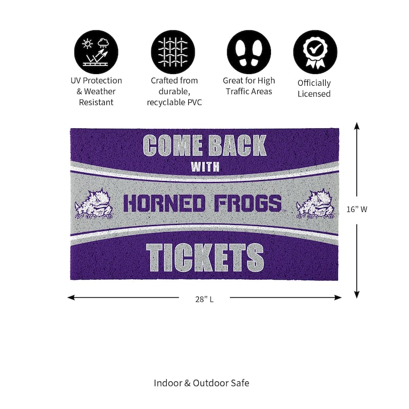 TCU 28 in. x 16 in. PVC "Come Back With Tickets" Trapper Door Mat