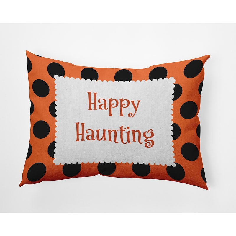 Halloween Happy Haunting Dots Accent Pillow - Traditional Orange - 14" x 20"