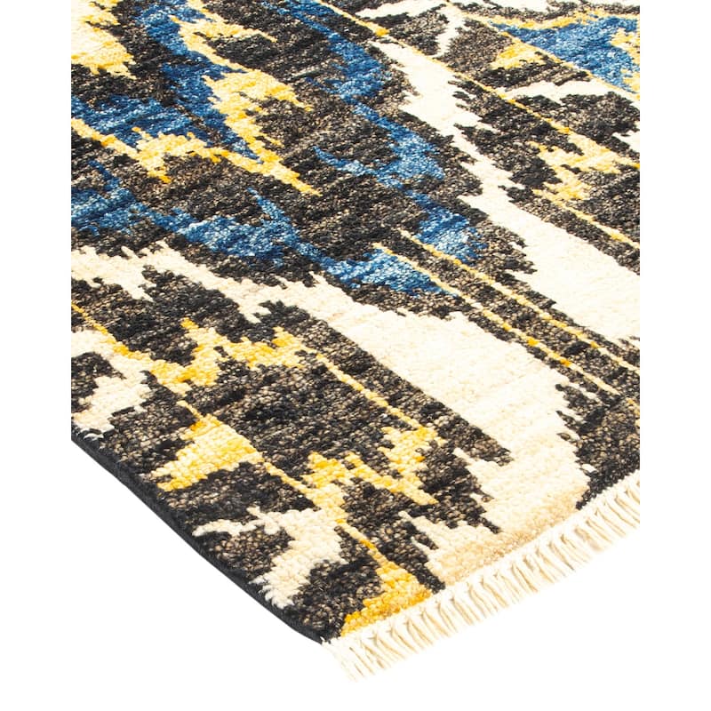 Overton Hand Knotted Wool Vintage Inspired Modern Contemporary Modern Black Area Rug - 3' 10" x 6' 2"