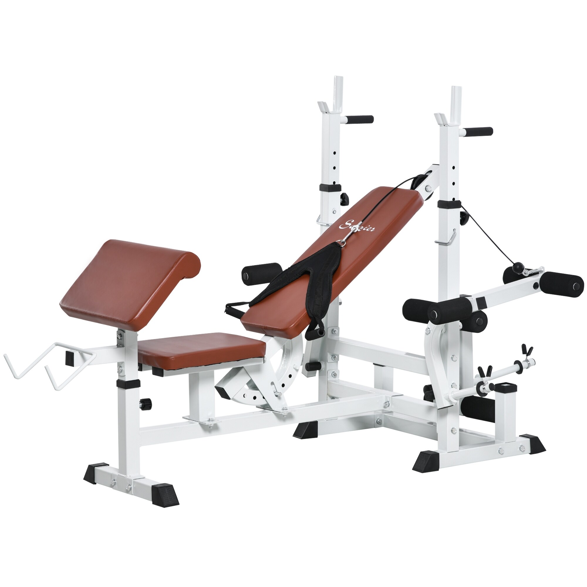 Soozier Multi Exercise Full Body Weight Rack with Bench Press Leg