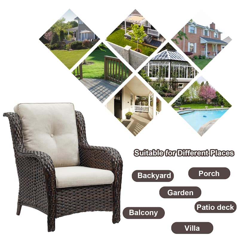 Gymojoy Patio Outdoor Wicker Sofa Set with Fire Pit Table