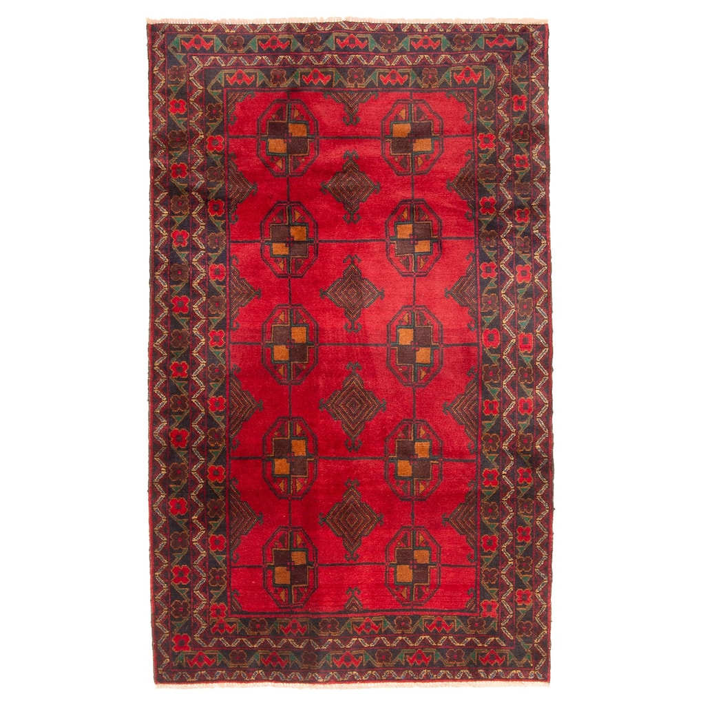 ECARPETGALLERY Hand-knotted Teimani Red Wool Rug - 3'8 x 6'2
