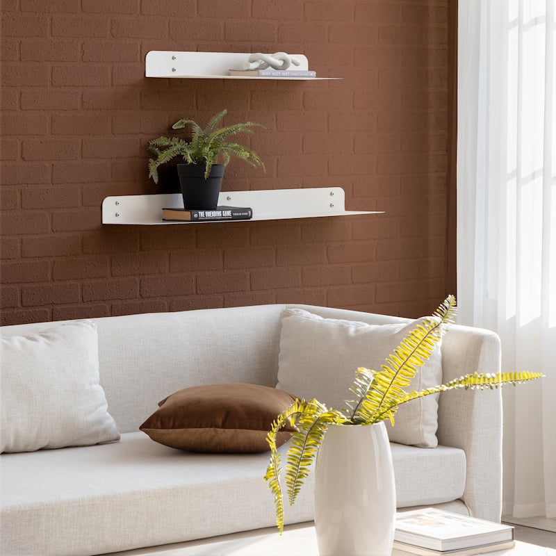 Saffron Fabs Metal Wall Shelves - SET 24X8 and 36X8 - White