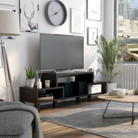 Furniture of America Rami 60-in. Modern Brown 3-shelf Wood TV Console