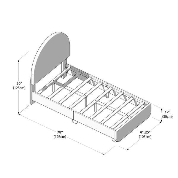 Max and Lily Twin-Size Upholstered Bed with Arched Headboard
