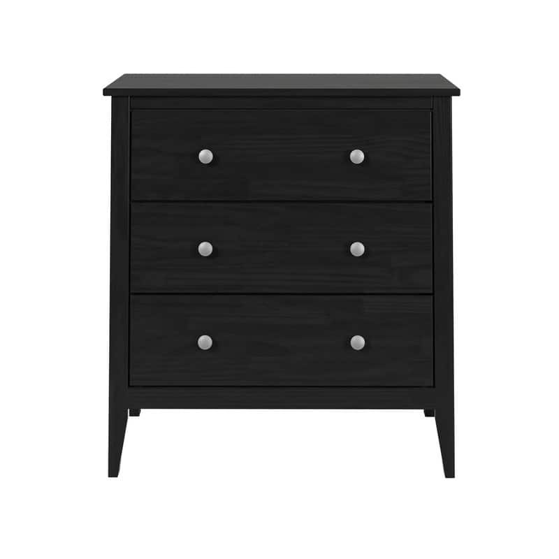 Jela Solid Wood 3 Drawer Dresser - Black