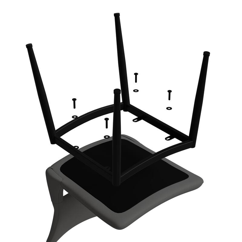 GDFStudio - Solvane Minimalist PU Leather Upholstery Dining Chair Set with Curved Backrest Padded Seat & Metal Legs, Set of 2