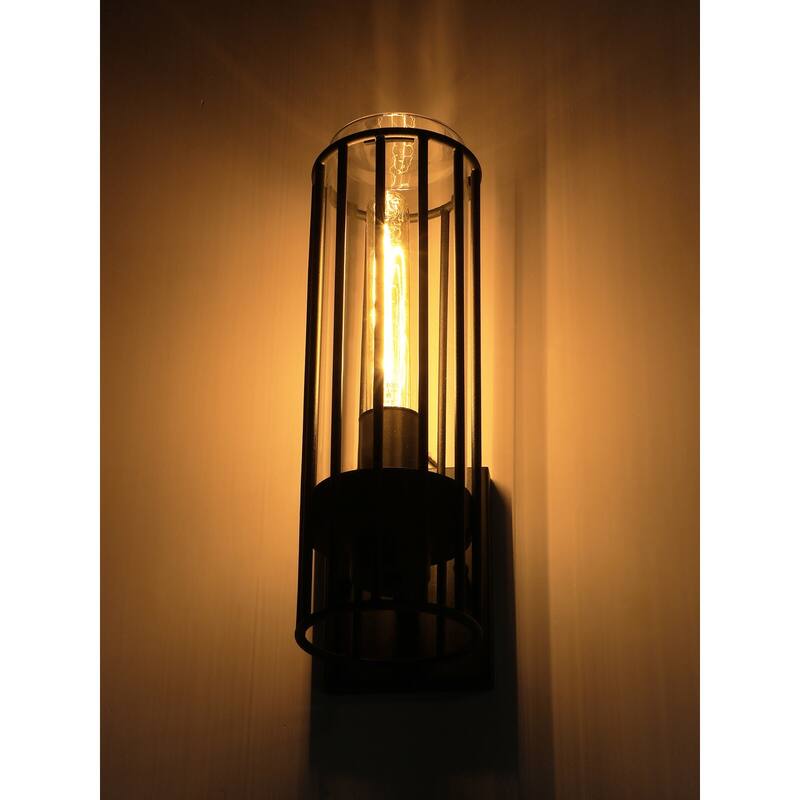 Exterior Wall Sconce, Geometric Style, Max 60W E26 Base, Black - 2pack