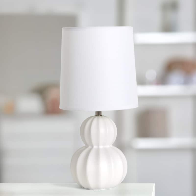 Double Gourd Ceramic Table Lamp with Fabric Shade - 6 x 6 x 13 in. (L x W x H)