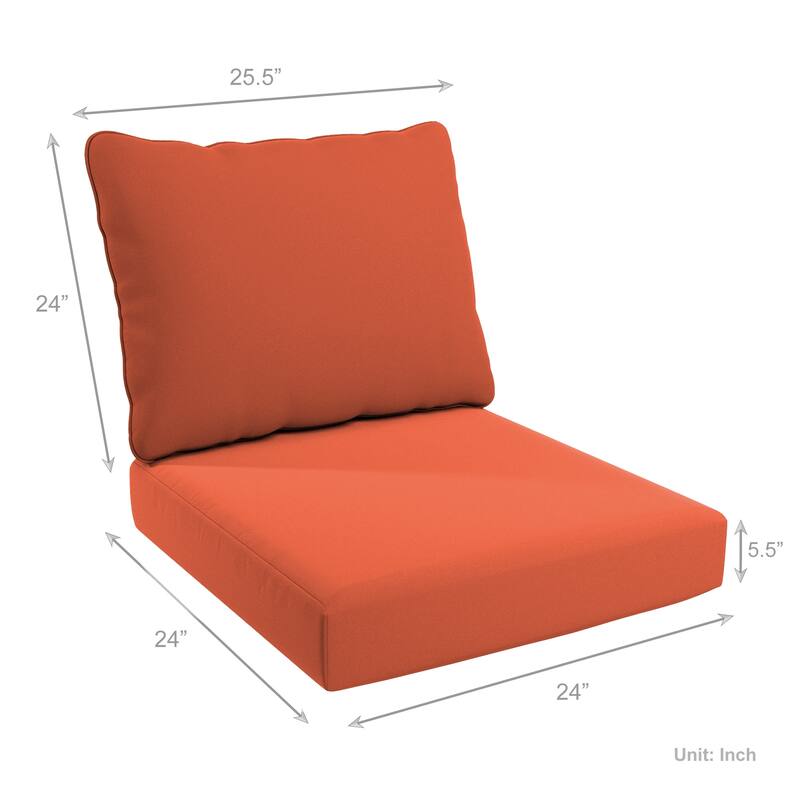 California Umbrella Outdoor Deep Seat Cushion Set, 24" x 48", Sunbrella Fabric, Densified Fiber Fill