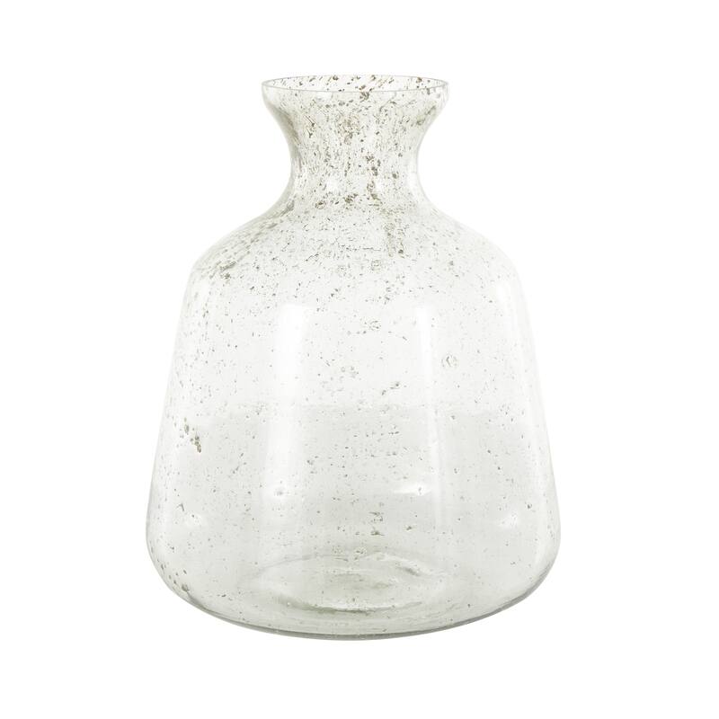 Glass Speckled Vase with Brown Accents - Clear - Roche River Decor