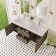 preview thumbnail 9 of 76, Wall-Mounted Bathroom Vanity with White Solid Surface Top