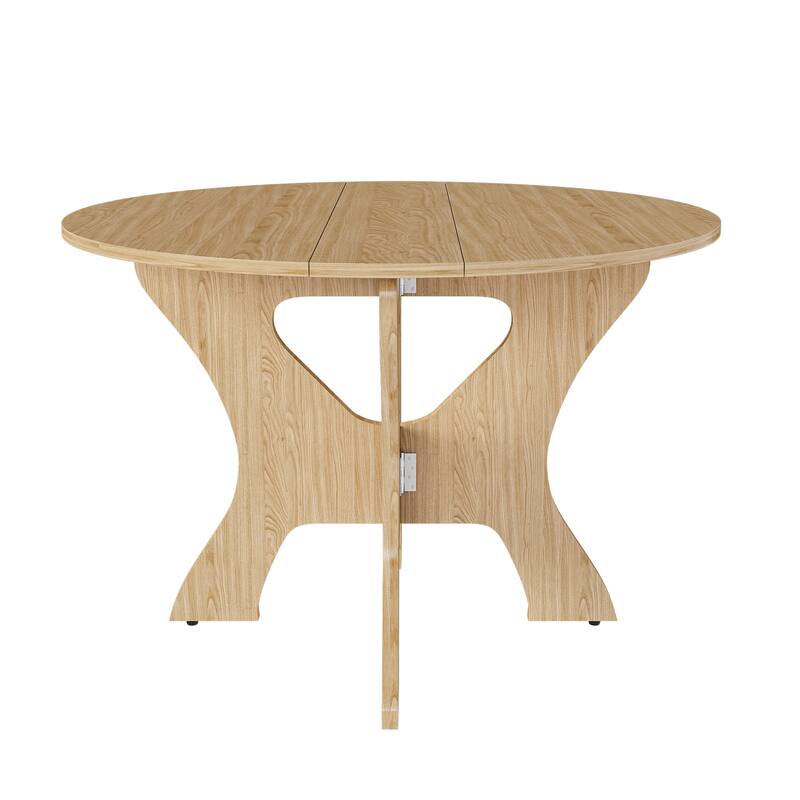 43 in Folding Dining Table for Small Spaces, MDF Table with Wild Oak Veneer, Space Saving Foldable Kitchen Table