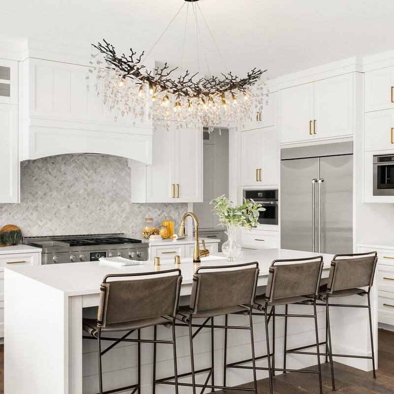 Modern Branch Crystal Linear Chandelier, 1100-1830mm Dining Pendant Light