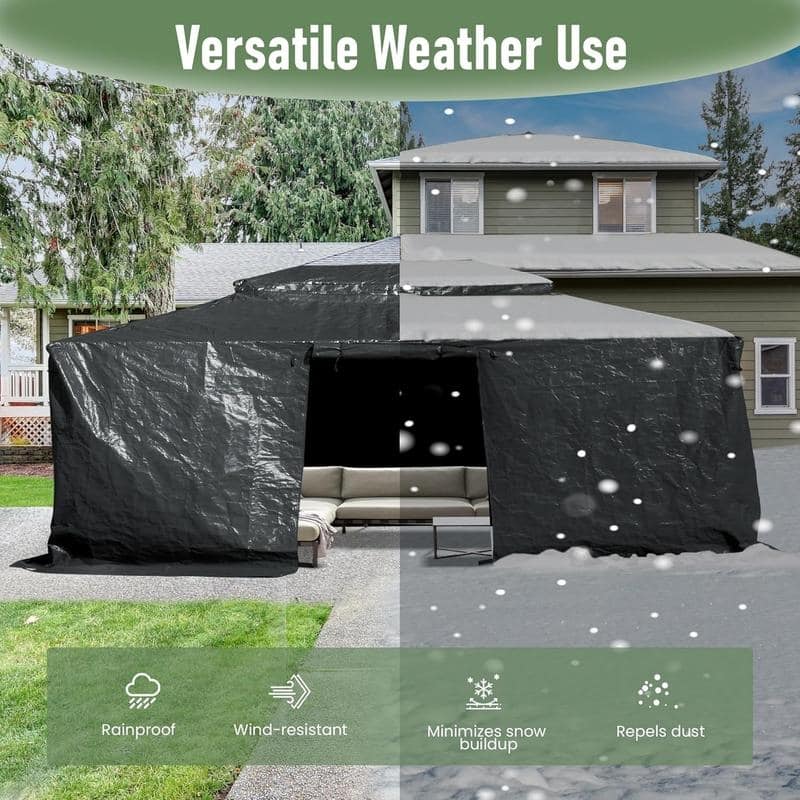 Domi 8' x 8' Universal Winter Gazebo Cover, All Season Waterproof Enclosed Cover with Sidewalls & Ventilated Mesh Windows, White