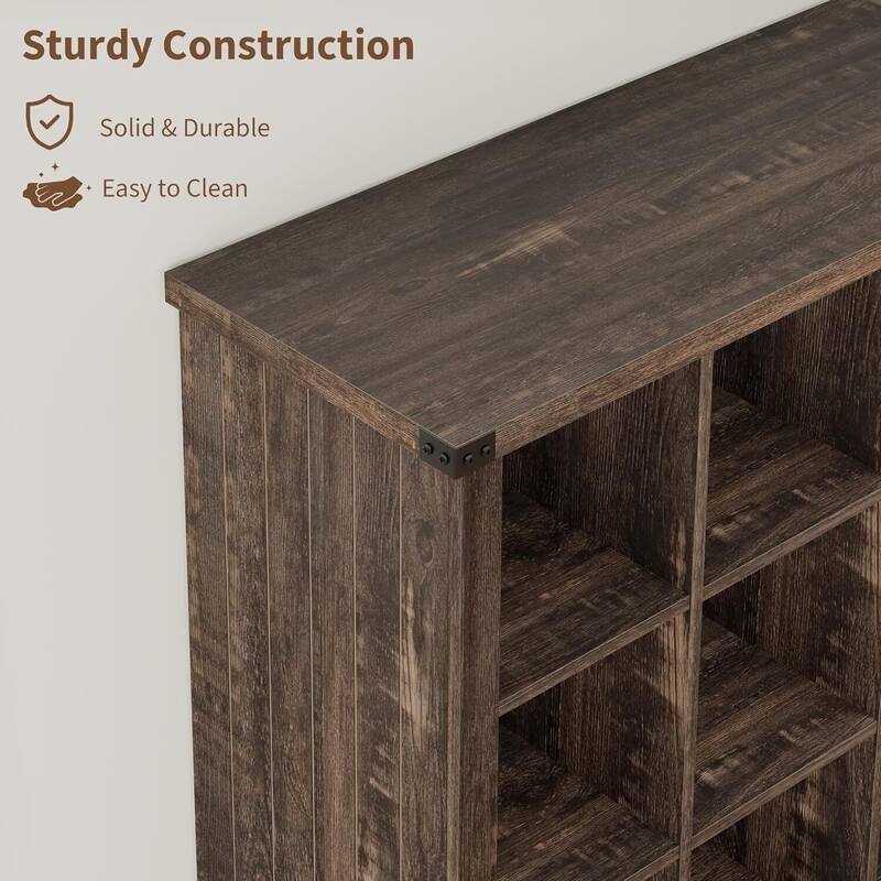 9-Cube 3-Tier Wood Storage Organizer Bookshelf, Display Cabinet for Living Room