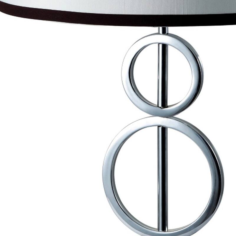 29" Silver Metal Bedside Geo Table Lamp With White and Black Trim Classic Drum Shade - 16 x 16 x 29