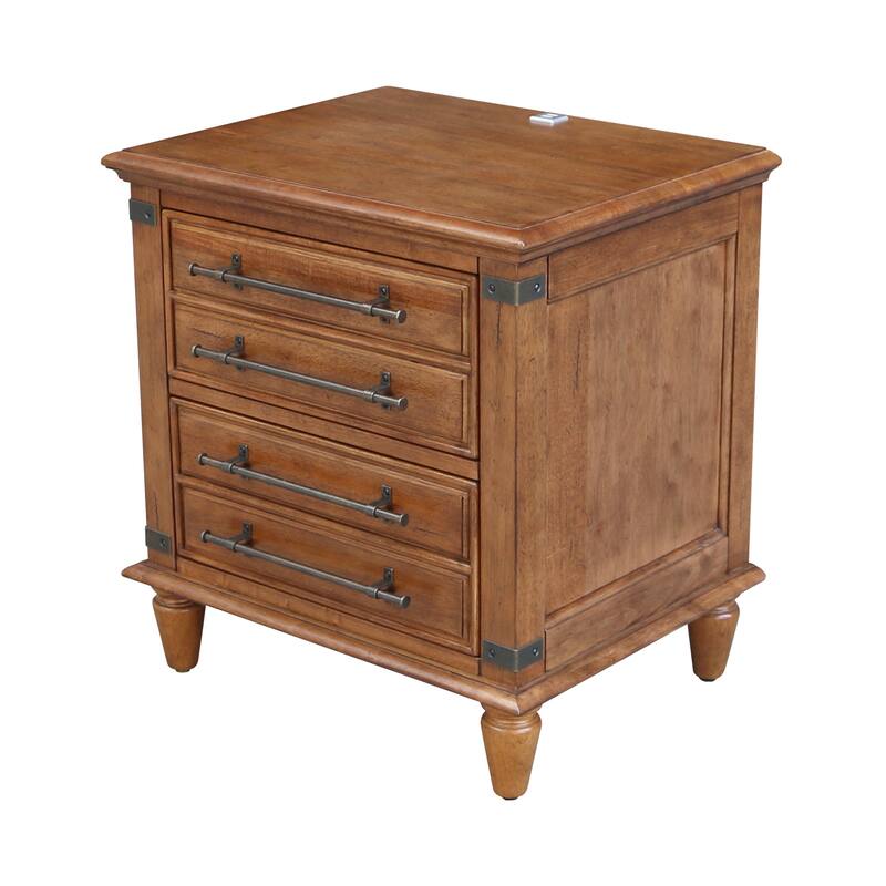 International Concepts Solid Wood 2-Drawer Nightstand with USB Charging