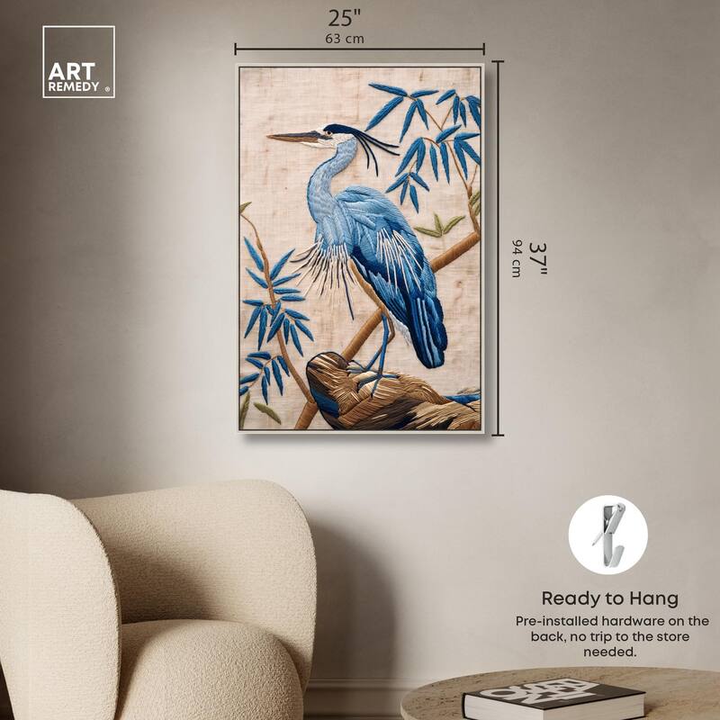 Needlework Heron Canvas by Art Remedy