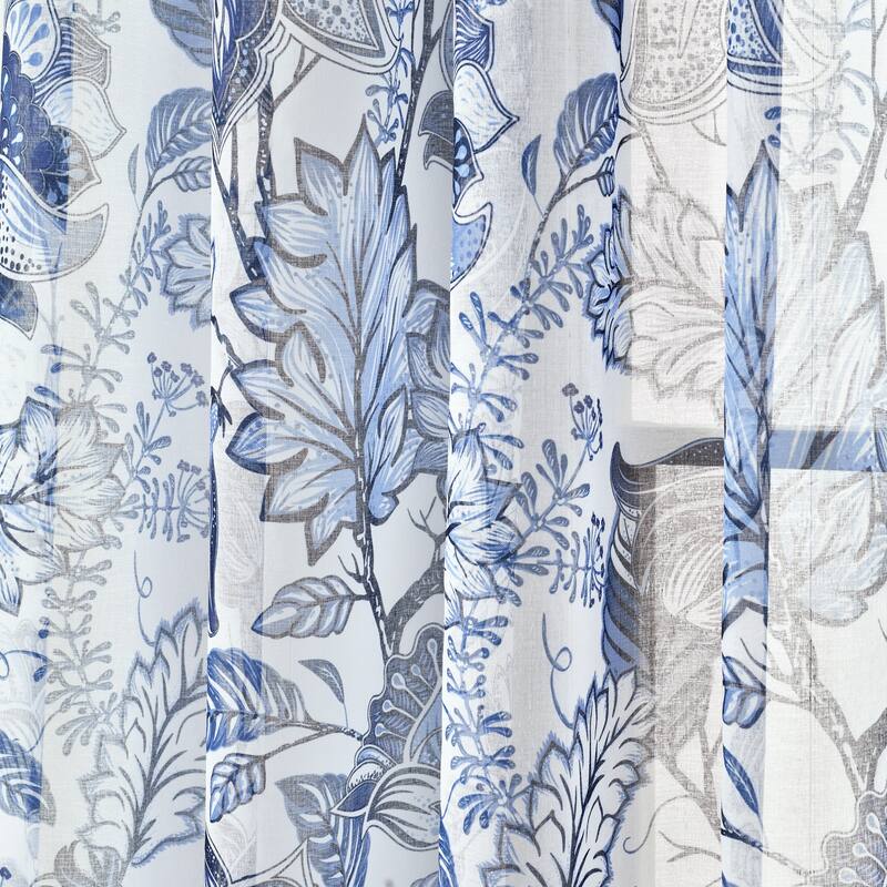 Lush Decor Cynthia Jacobean Sheer Window Curtain Panel Pair - 84" x 52"