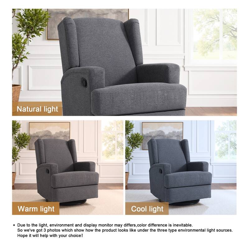 31'' W Wingback Manual Glider Swivel Rocker Recliner Nursery Chair