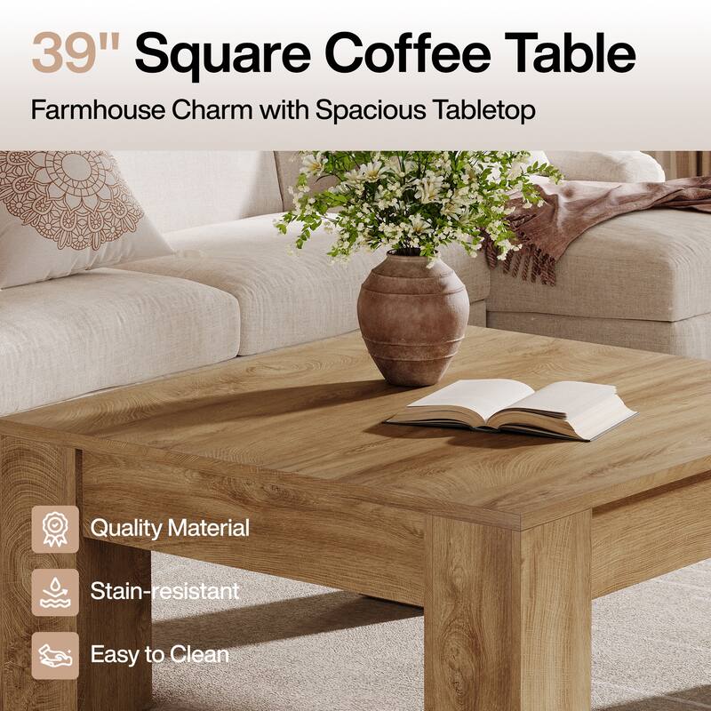 Wood Coffee Table, Tea Table Cocktail Table, Living Room Accent Center Table