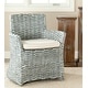 preview thumbnail 1 of 6, SAFAVIEH Dining Rural Woven St. Thomas Wicker Washed out Grey Arm Chair - 28" W x 24" D x 33" H
