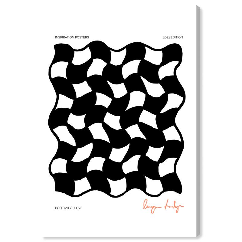 Wynwood Studio Canvas Abstract Check Mesh Black and Modern & Contemporary Wall Art Canvas Print