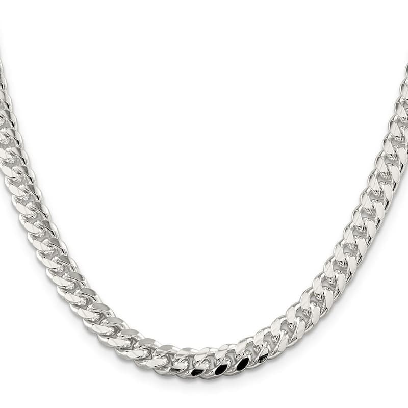 Curata 925 Sterling Silver 7mm Domed Curb Chain Necklace for Men