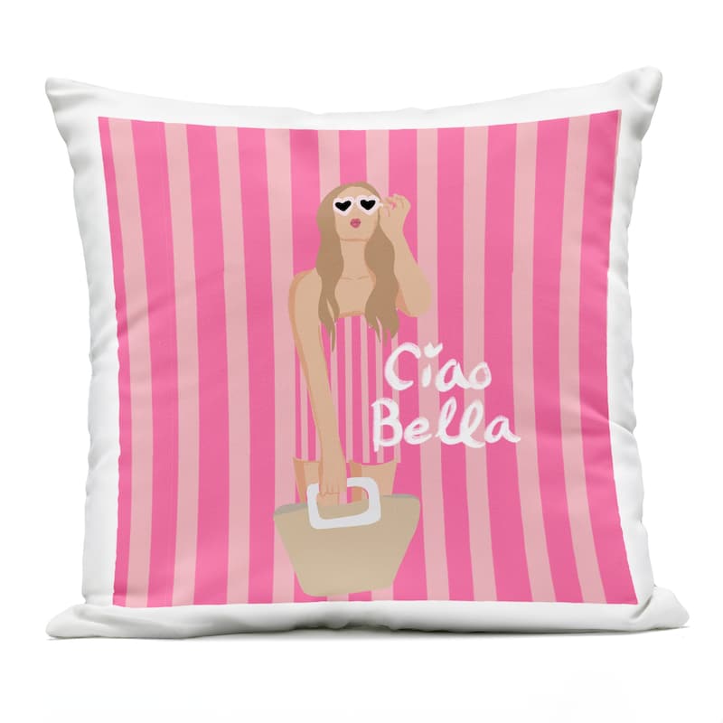 Stupell Pink Striped Glam Girl Printed Outdoor Throw Pillow Design by Chen Alyesh - Accent - Polyester - Pink - Single