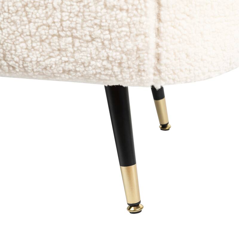 Maren Fully Padded Boucle Storage Bench Wood Stiletto Legs