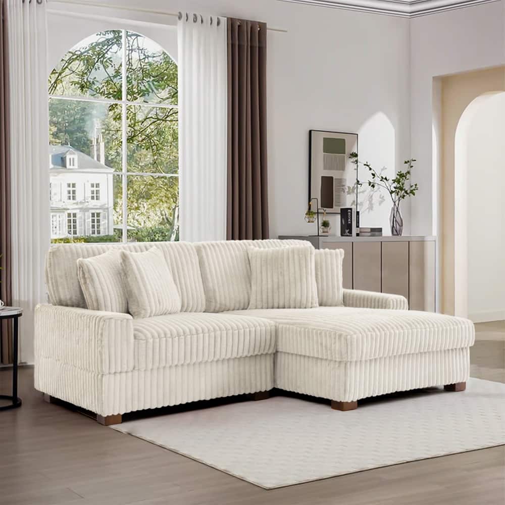 UIXE Upholstered Plush Velvet L Shaped Couch Modular Sofa