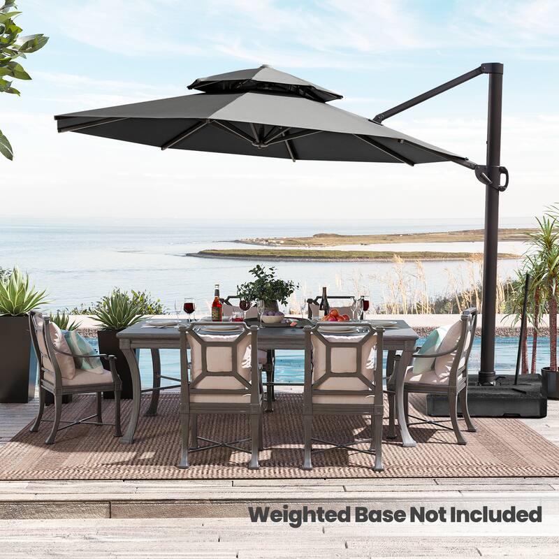 11.5-foot Outdoor Double Top Round Canopy Offset Cantilever Umbrella