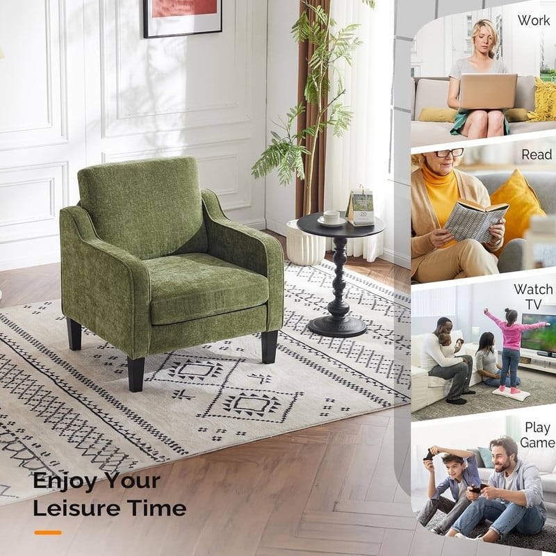 VINGLI Mid Century Modern Fabric Accent Chair