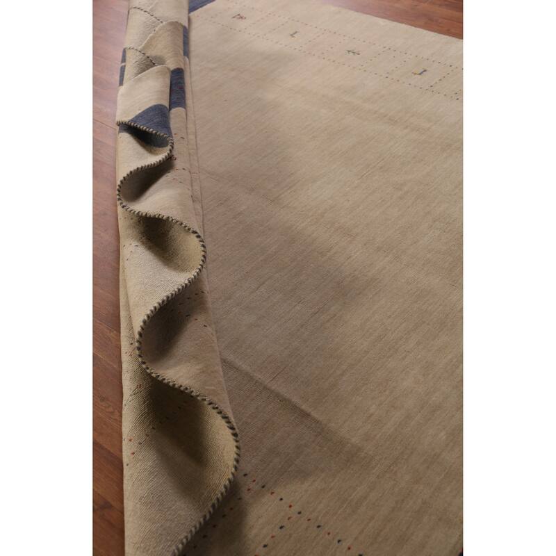 Light Brown Gabbeh Indian Area Rug Handmade Wool Carpet - 7'10" x 9'9"