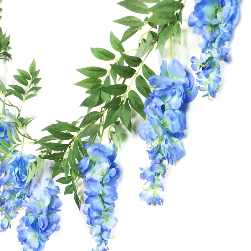 Set of 2 Blue Artificial Wisteria Flower Garland Hanging Vine 6ft - 72" L x 6" W x 6" DP