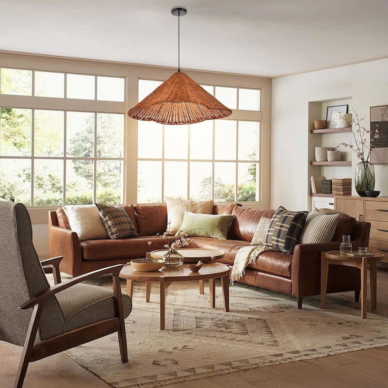 1 light pendant light coffee chandelier light rattan farmhouse light