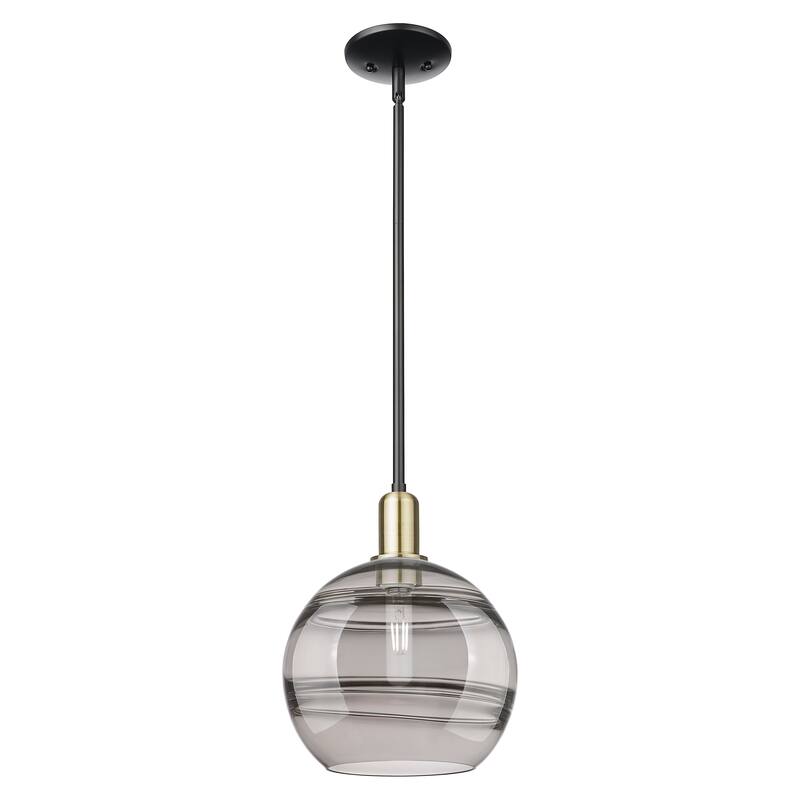 Innovations Lighting Endless Possibilities Arcadia - Rochester - 1 Light 10" Stem Hung Mini Pendant - Black Antique Brass/Light Smoke