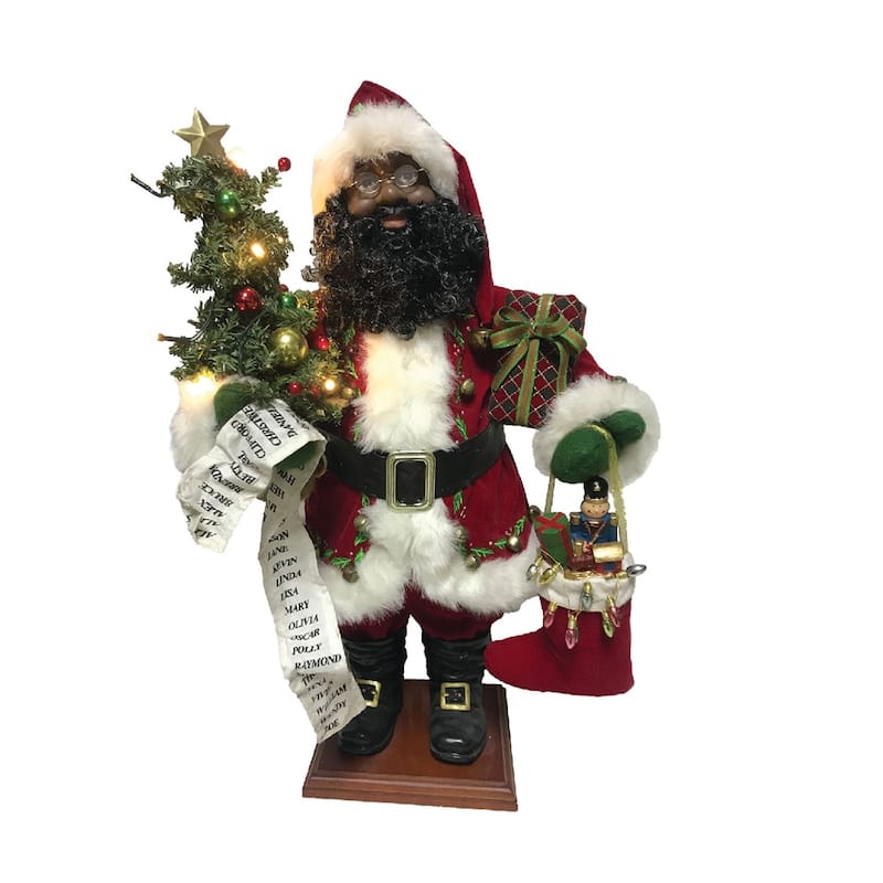 25" African American Santa Christmas Figurine Naughty Or Nice List