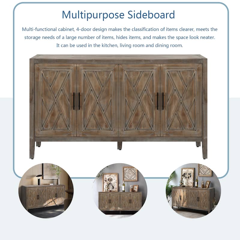 4 Door Wooden Twill Sideboard