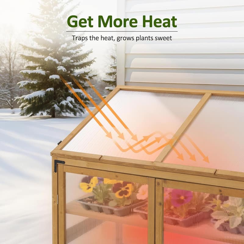 MCombo Cold Frame Greenhouse with Adjustable Shelves, Solid Wood 1344