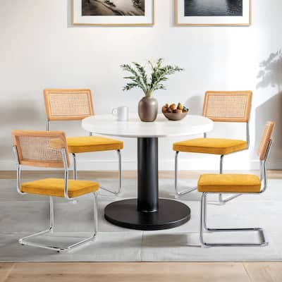 Bauhaus Cantilever Rattan Cane Side Dining Chairs