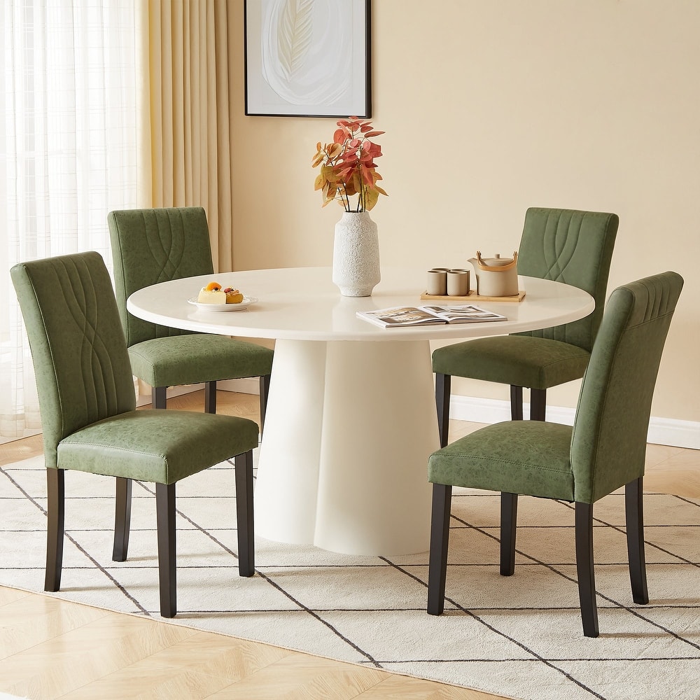 VECELO Upholstered Dining Chairs Set of 4 Modern Fabric and High Back & Solid Wood Legs, Parson Dining Chairs (Set of 4)